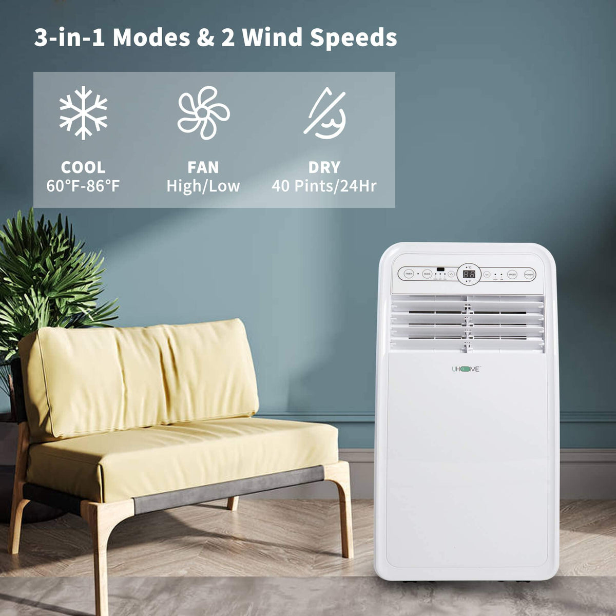 8000 BTU White Portable Air Conditioner D729