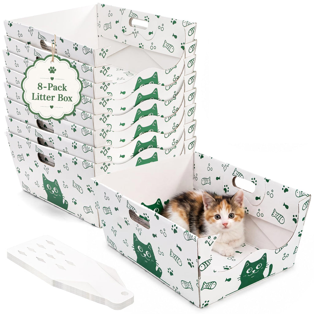 8 Pack Disposable Cat Litter Box with Scoop P2315