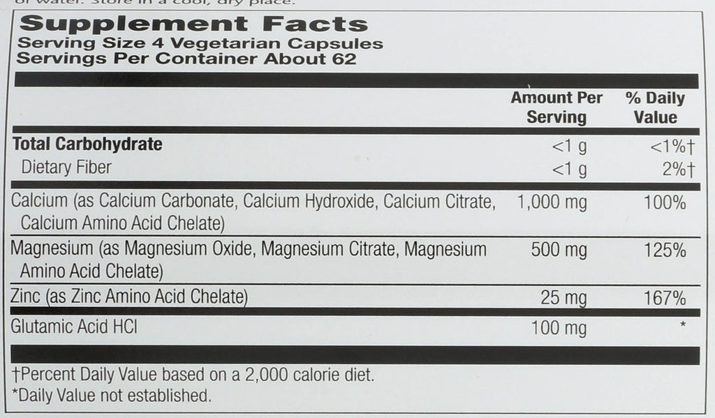 Calcium Magnesium Zinc Capsules 250 Count Z228