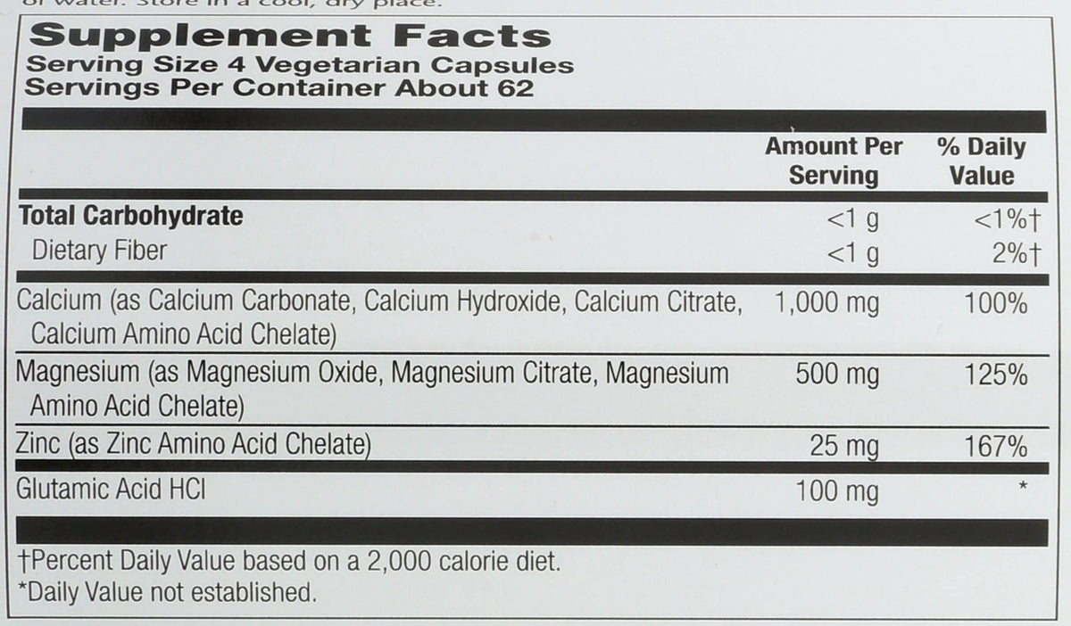 Calcium Magnesium Zinc Capsules 250 Count Z228
