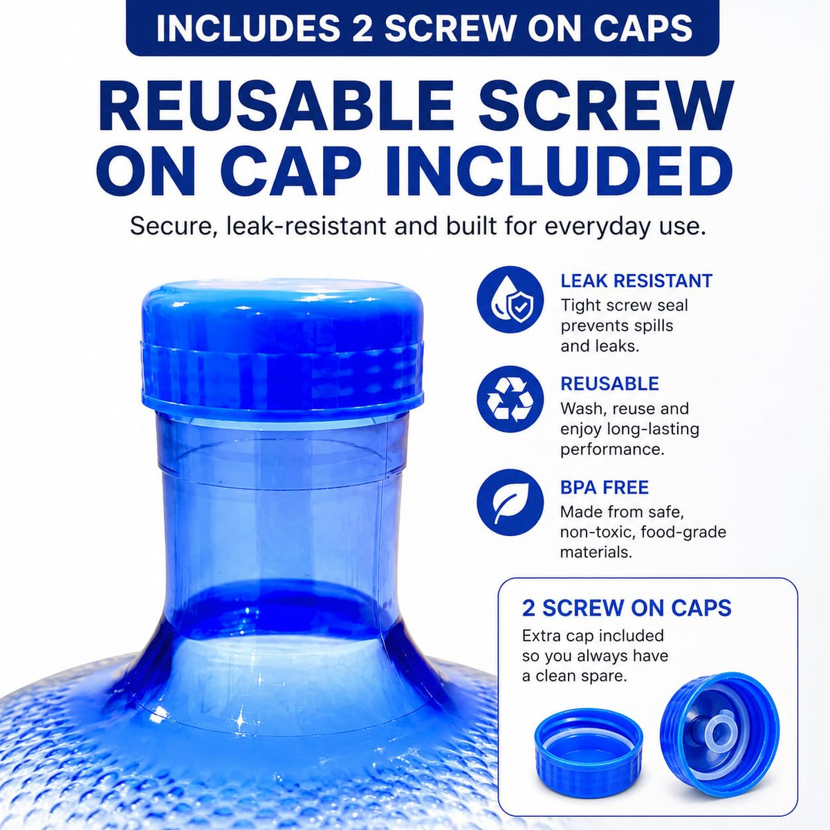5 Gallon Water Jug with 2 Screw-On Caps I59493