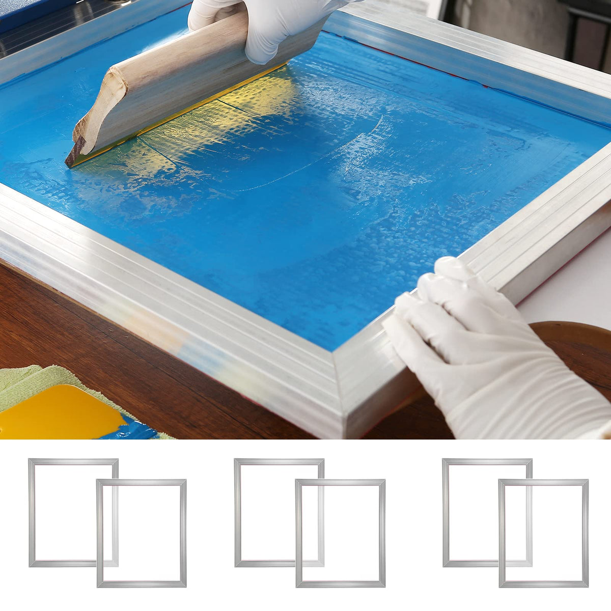 6 Pieces Aluminum Silk Screen Frame with 110 Count Nylon Mesh E7996
