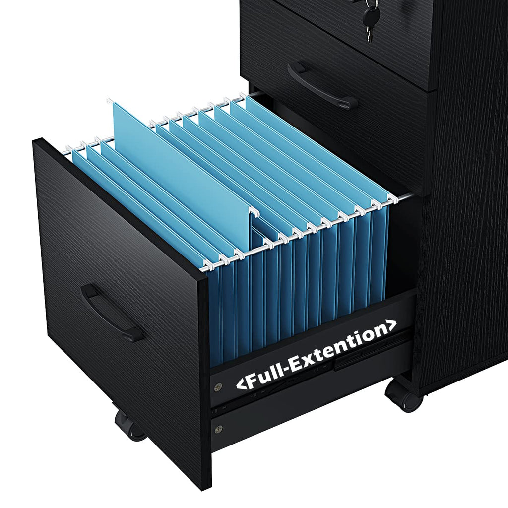 3 Drawer Wood Mobile File Cabinet V905625