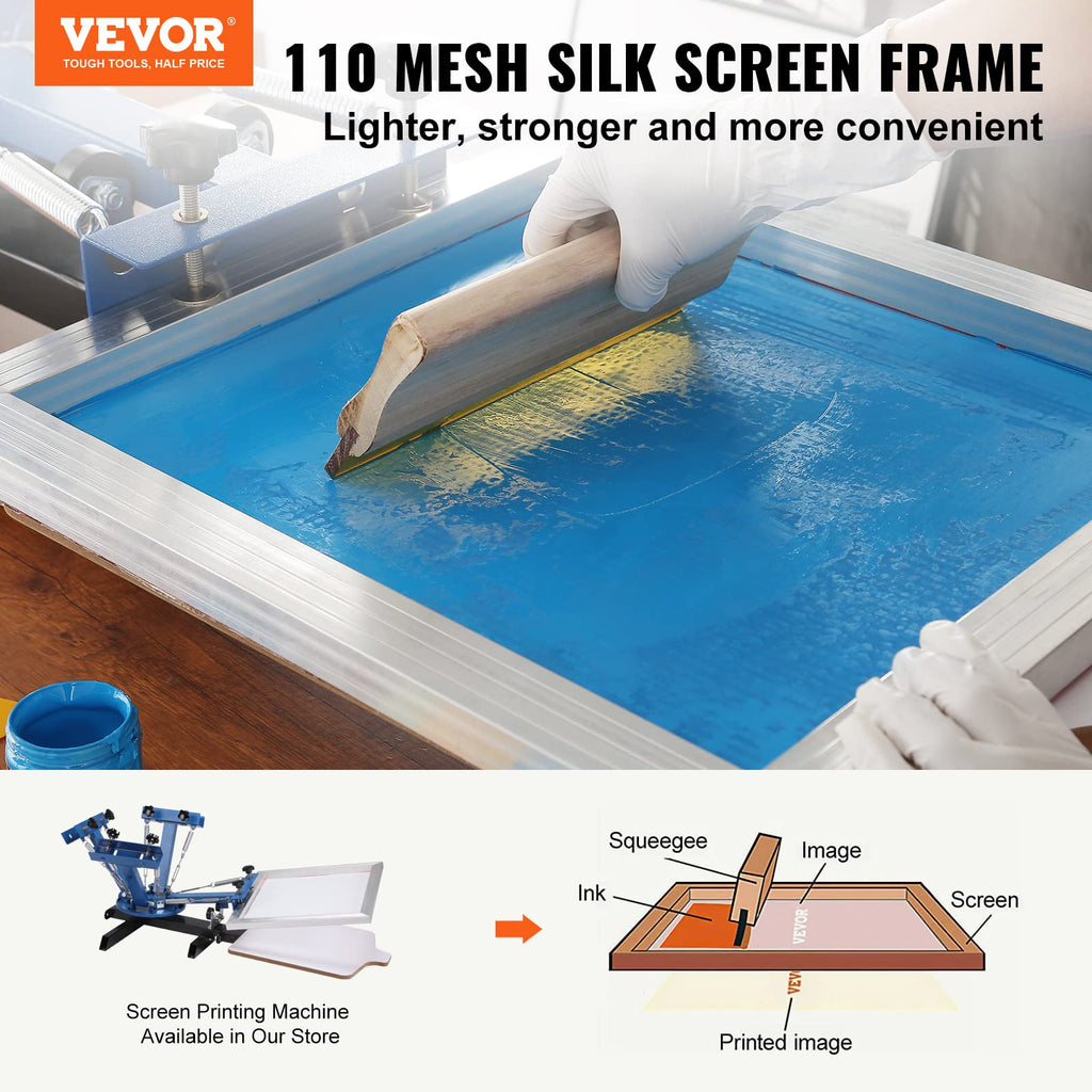 6 Pieces Aluminum Silk Screen Frame with 110 Count Nylon Mesh E7996