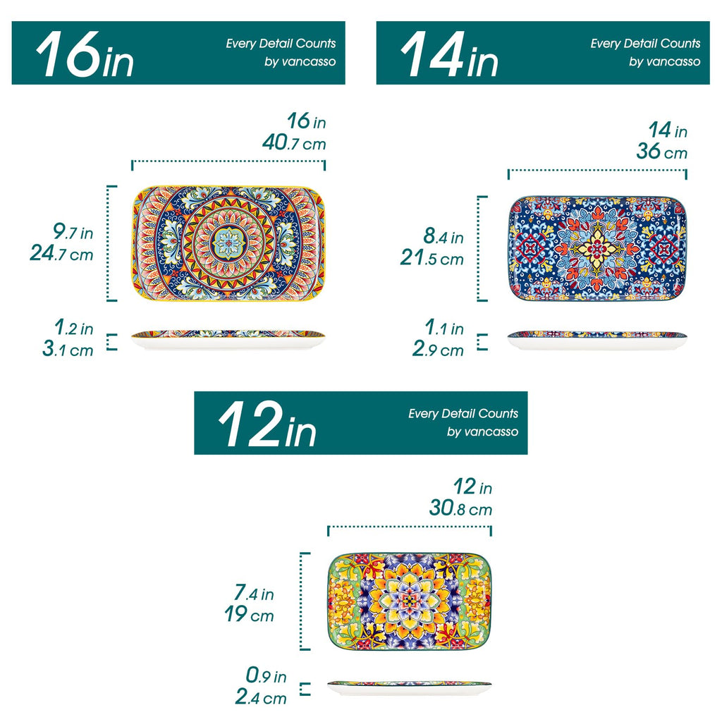 Serving Platters Set of 3 Rectangular Trays R907