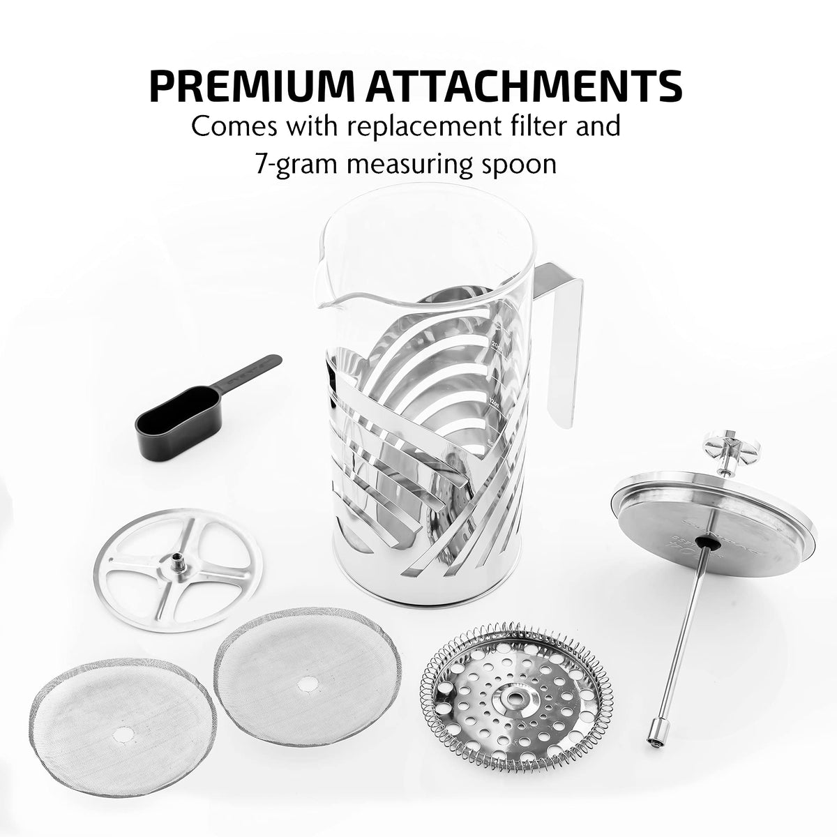 French Press Coffee Maker 34oz with 4 Filters I72899