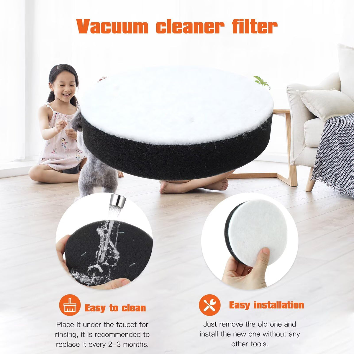 4 Pack Replacement Filter for Bagless Upright Vacuum I558437