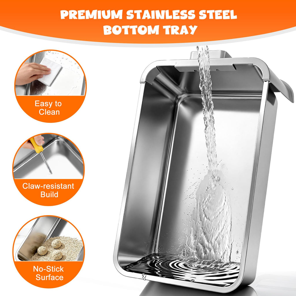 Enclosed Stainless Steel Cat Litter Box with Drawer P458727