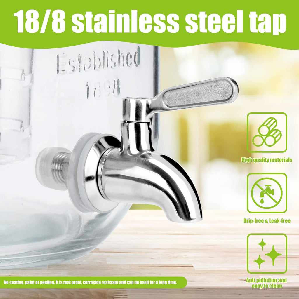 1 Gallon Glass Drink Dispenser with Stand and Spigot B432