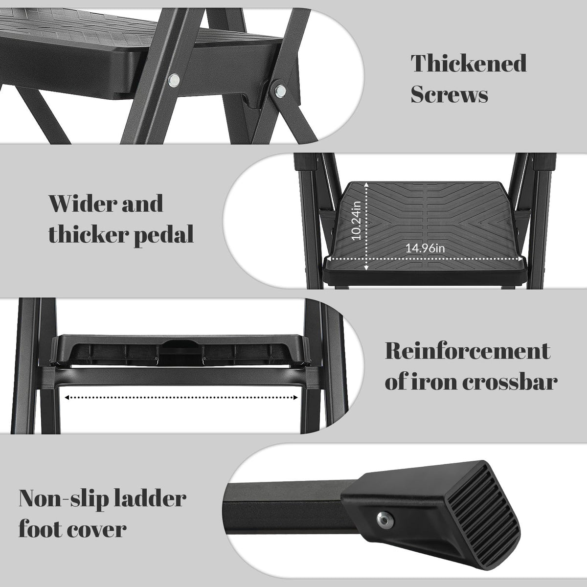 3 Step Steel Stool with Handrail & Tool Tray G25219