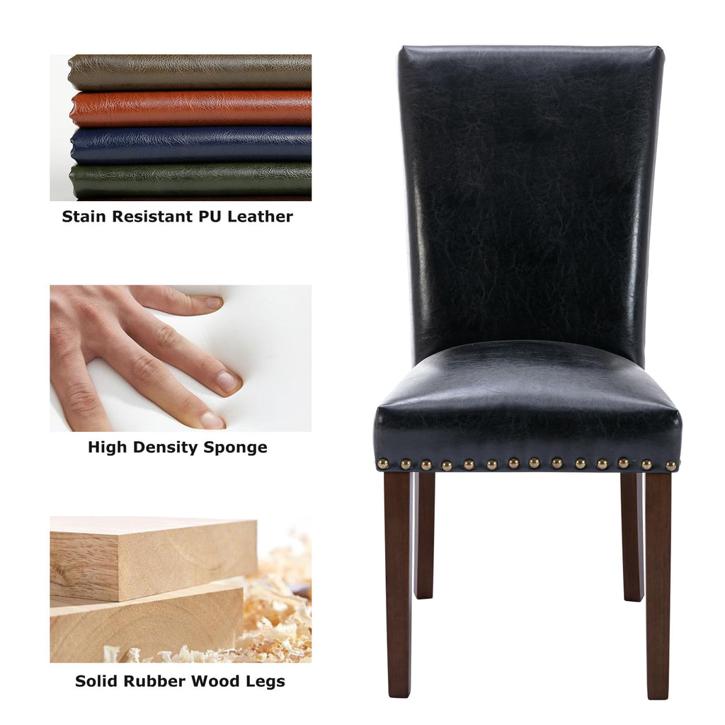 Black PU Leather Upholstered Dining Chairs Set of 6 W81814