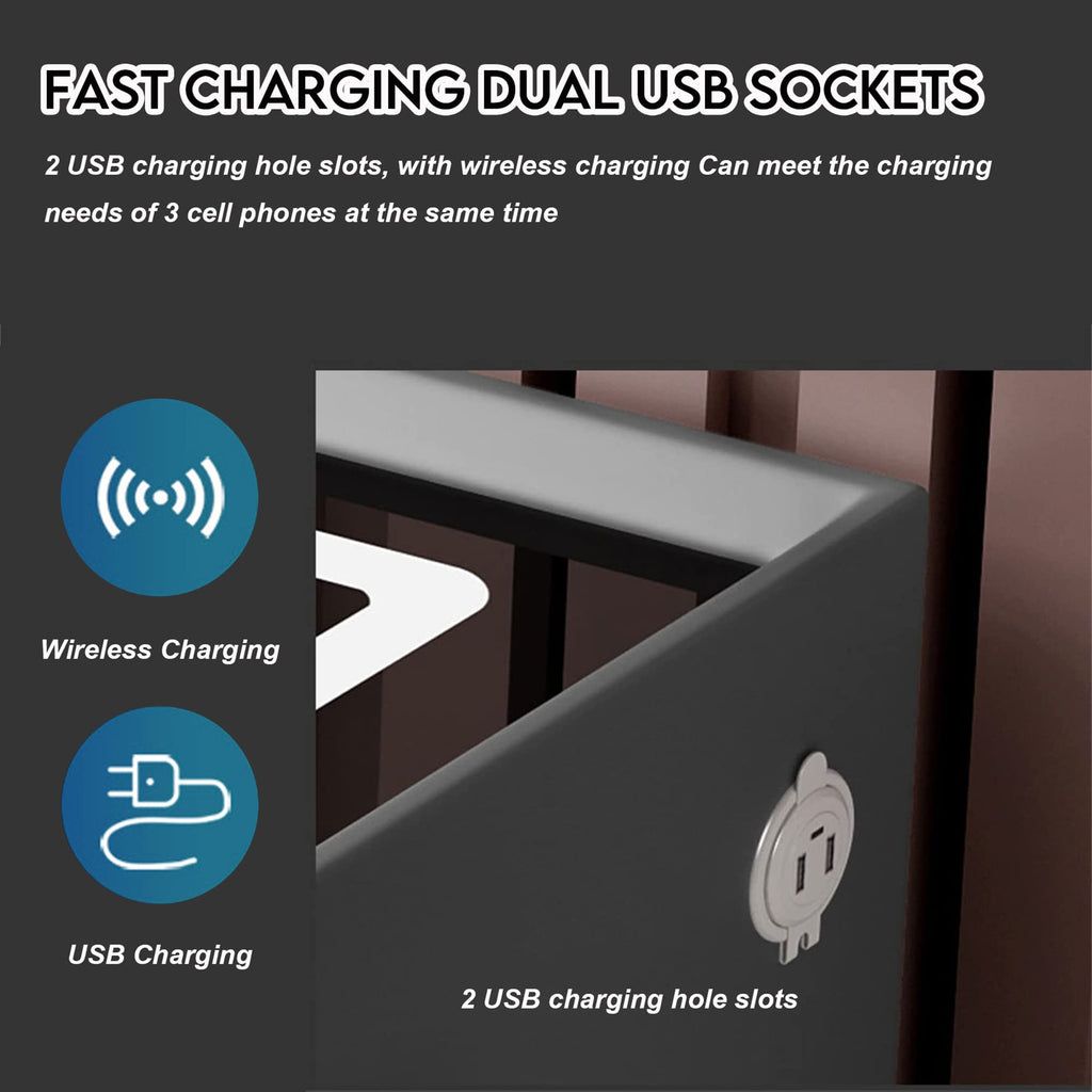 Gray 3 Drawer Nightstand with Charging Station G849461