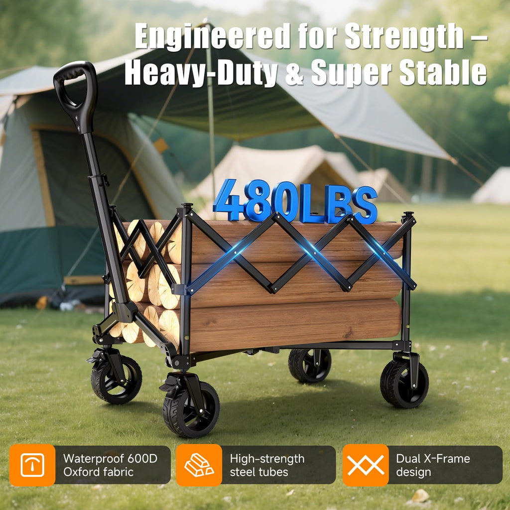 Collapsible Heavy Duty Wagon Cart with All-Terrain Wheels Y899