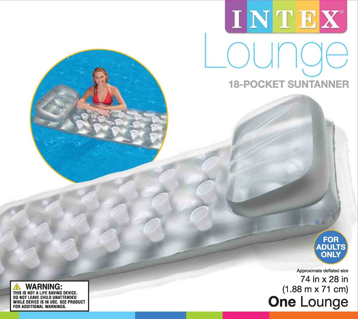 18-Pocket Mattress Pool Lounger with Headrest 3 Pack J4318