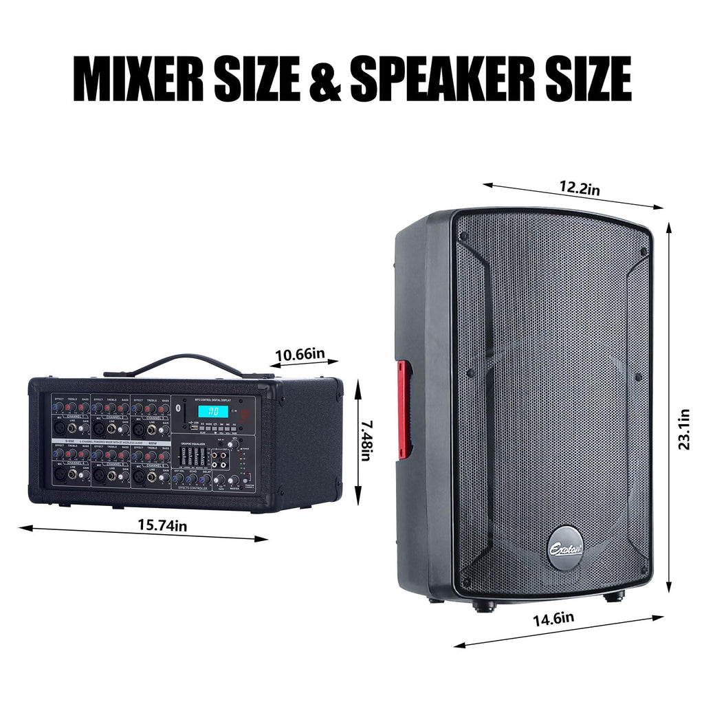 2000W Bluetooth PA System with Powered Mixer Set Q882492