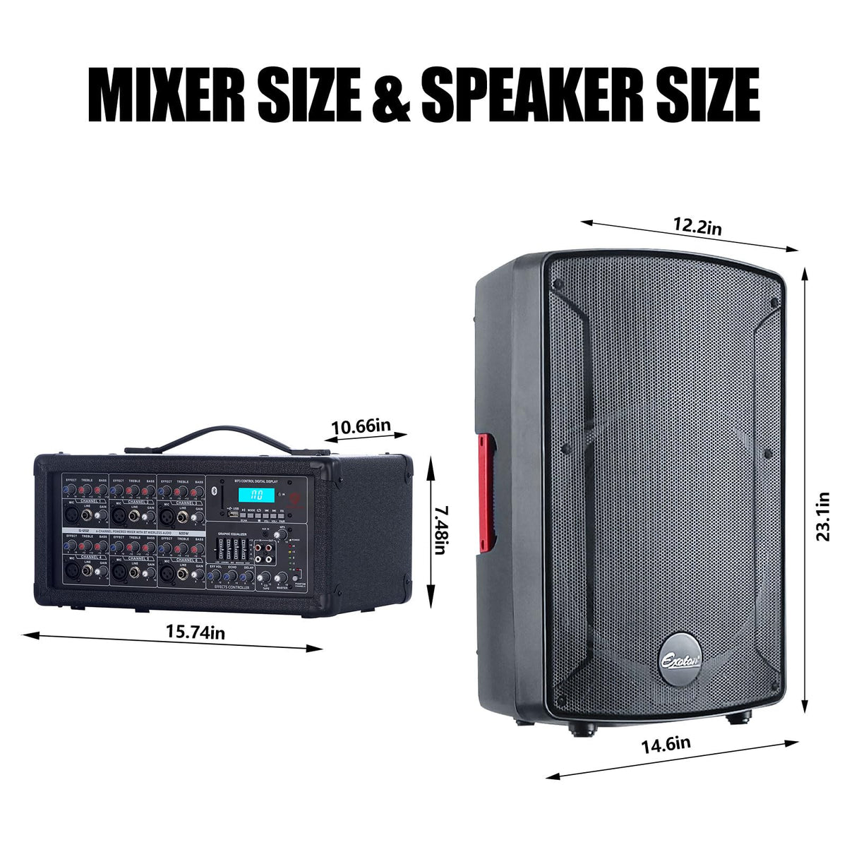 2000W Bluetooth PA System with Powered Mixer Set Q882492