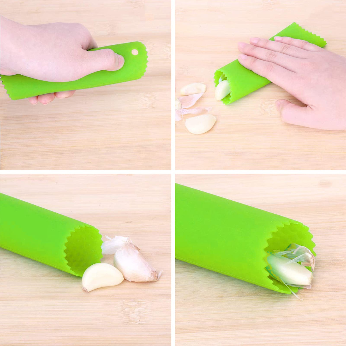 Stainless Steel Garlic Press Rocker with Silicone Peeler B8355