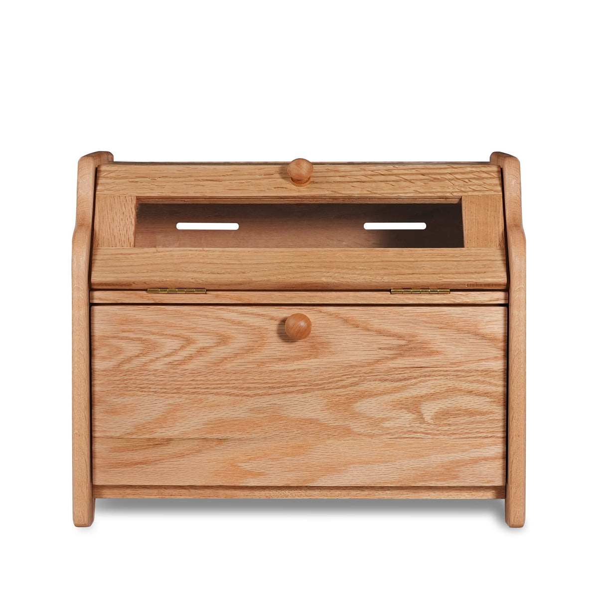 Solid Wood Oak Bread Box with Clear Window B386