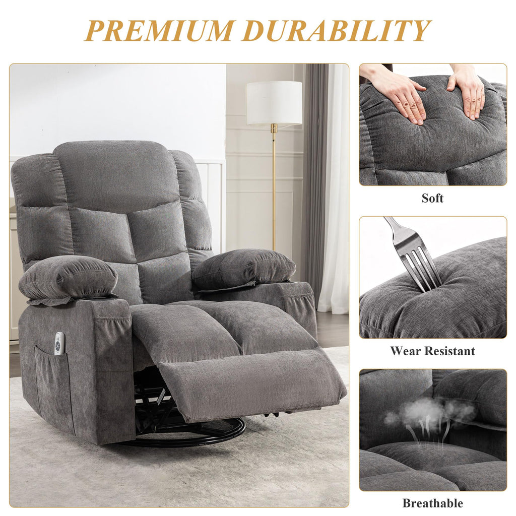 Swivel Rocker Recliner Chair with Massage and Heat F76987