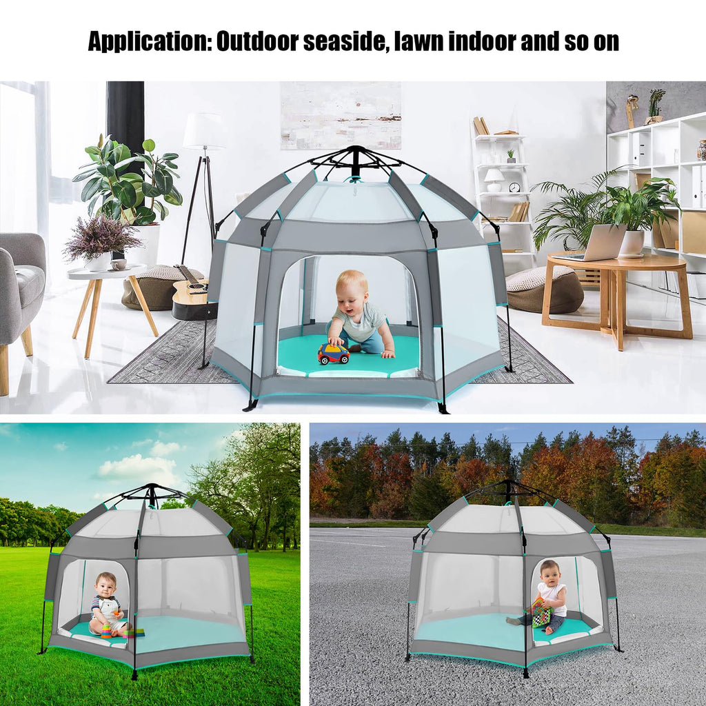 Hexagon Baby Playpen with Canopy J729