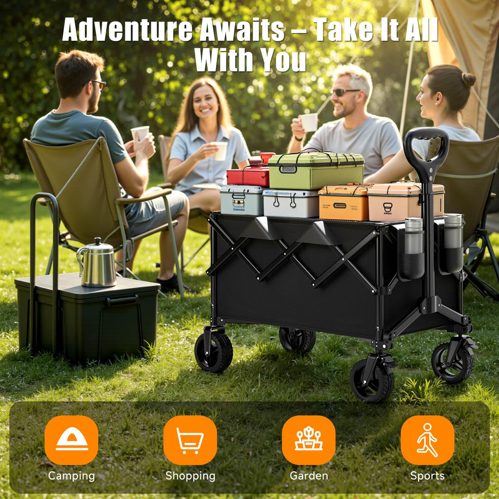 Collapsible Heavy Duty Wagon Cart with All-Terrain Wheels Y899