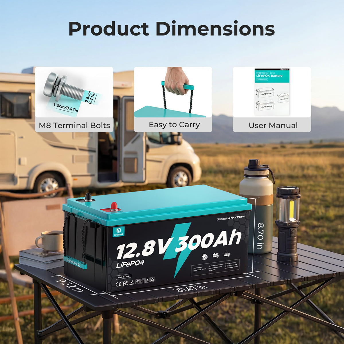 12V 300Ah LiFePO4 Deep Cycle Lithium Battery 2Pack I8428