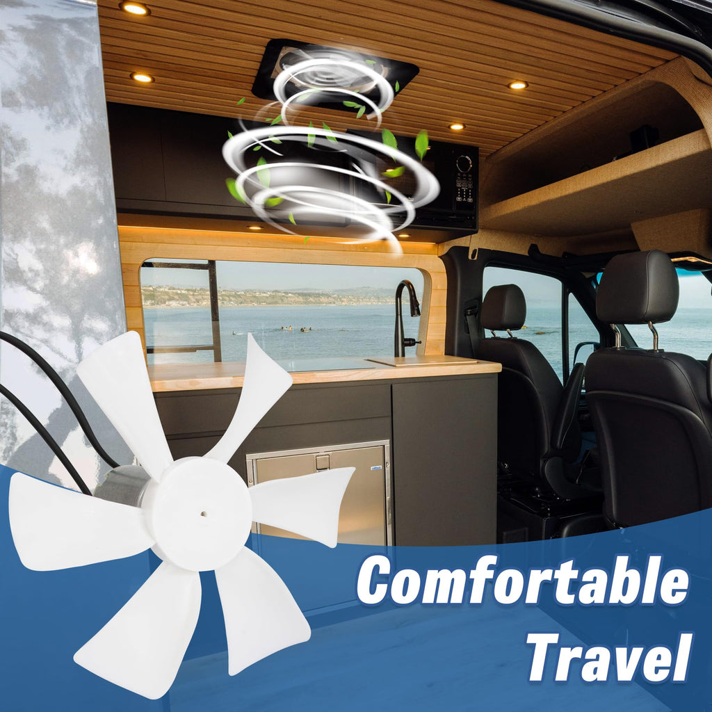 6 Inch White RV Vent Fan Blade with 12V D-Shaft Motor C16172
