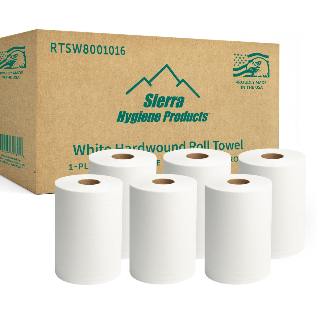 White 1-Ply Hardwound Paper Towels, 6 Rolls C653