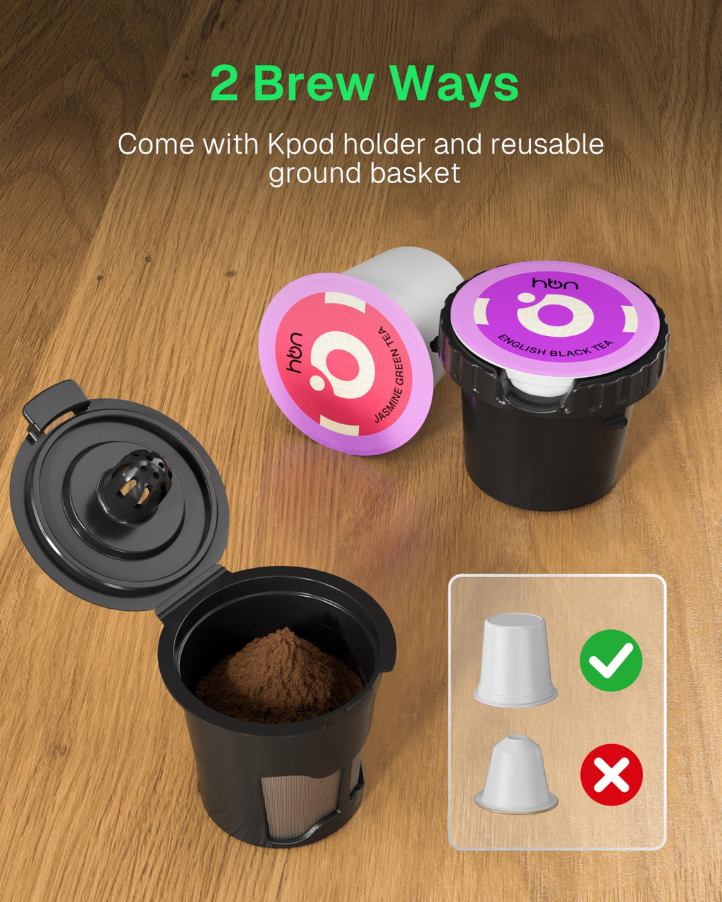 Single Serve Coffee Maker for K-Cup & Ground Coffee, Black I514