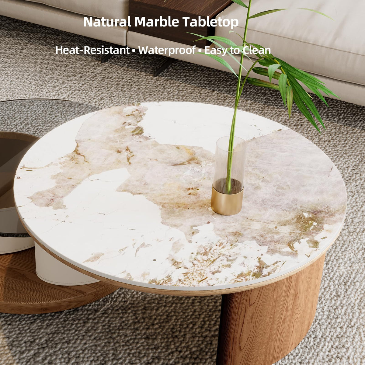 Round Expandable Coffee Table with Hidden Storage J59232