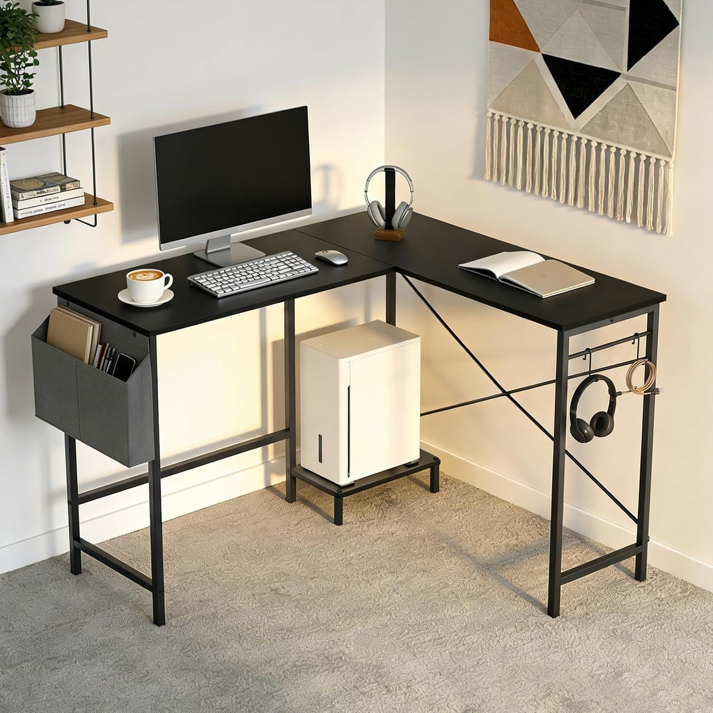 L Shaped 50 Inch Reversible Computer Desk with CPU Stand U7511