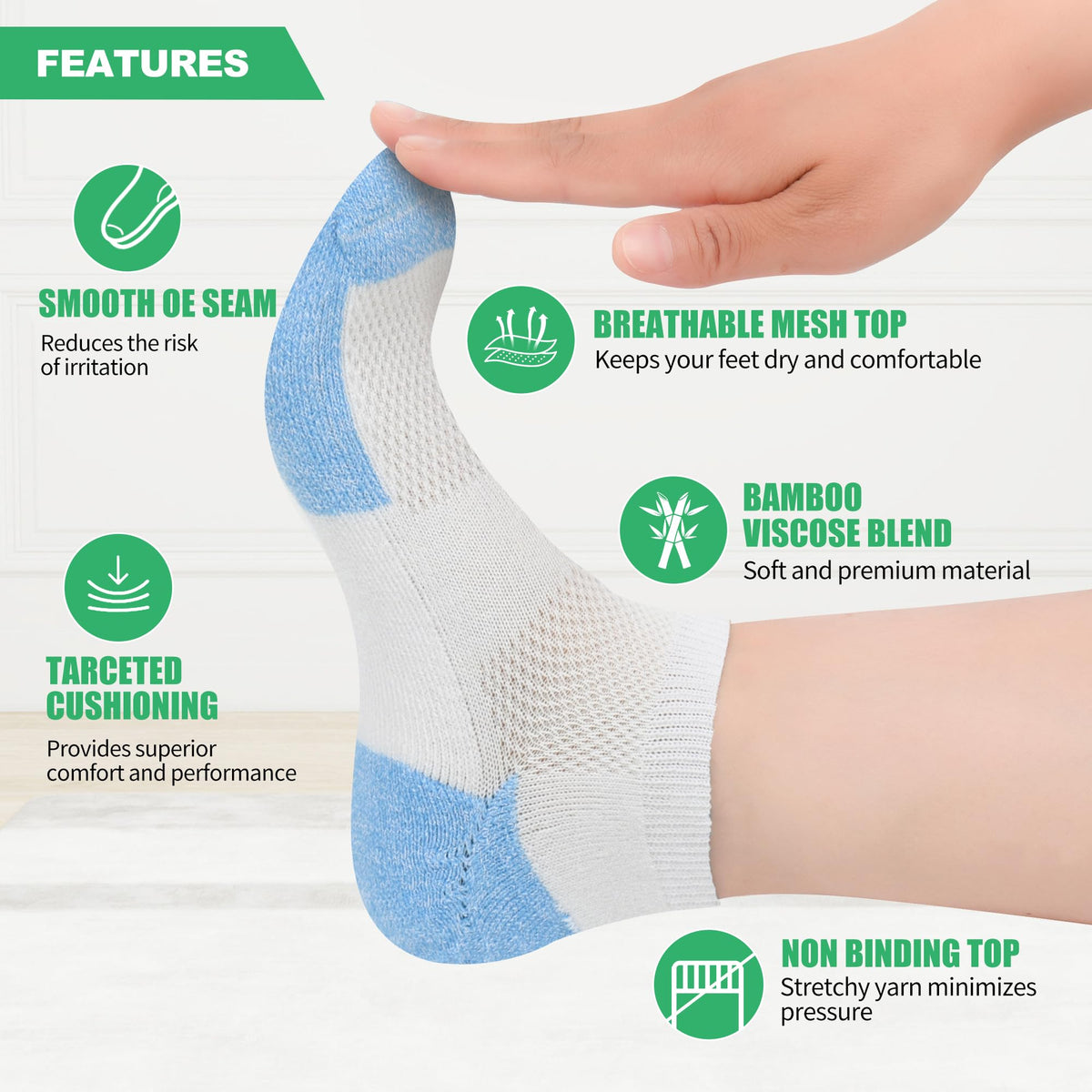 Diabetic Socks for Men, 12 Pairs Ankle & Low Cut Size 9-15 U745038