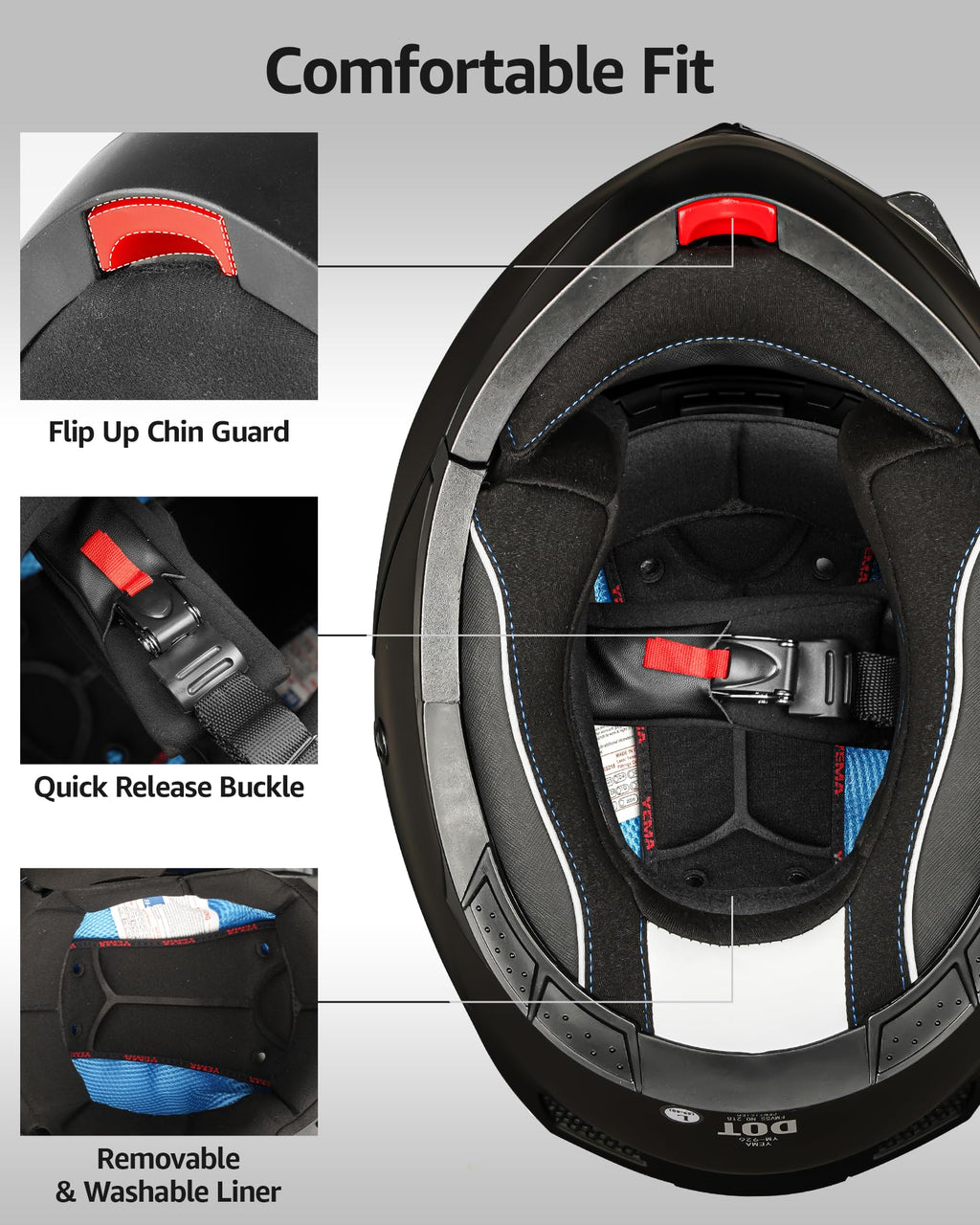 DOT Approved Full Face Motorcycle Helmet with Flip Up Dual Visor K446064