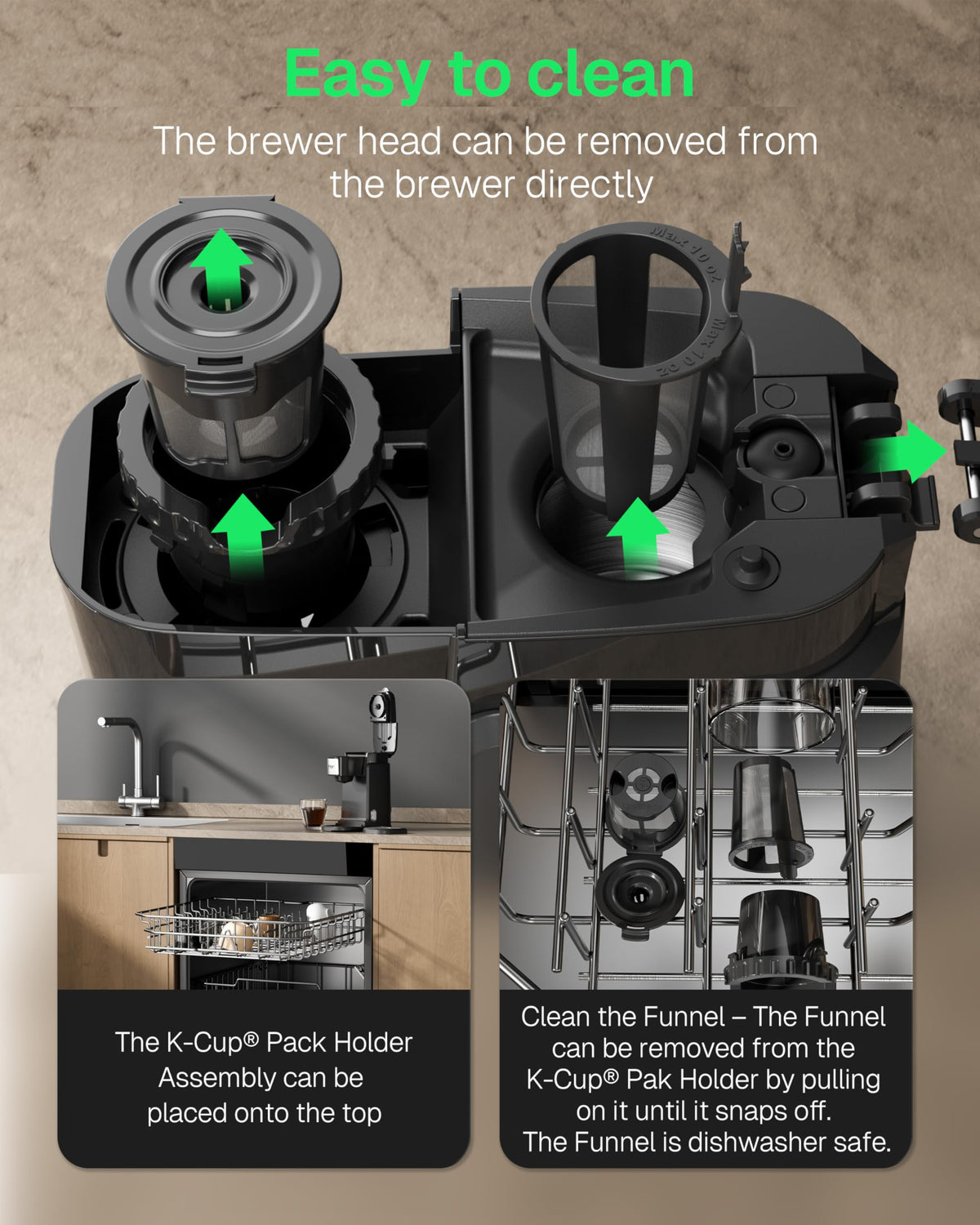 Single Serve Coffee Maker for K-Cup & Ground Coffee, Black I514