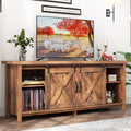 Farmhouse TV Stand with Adjustable Shelves & Sliding Barn Door Q64892