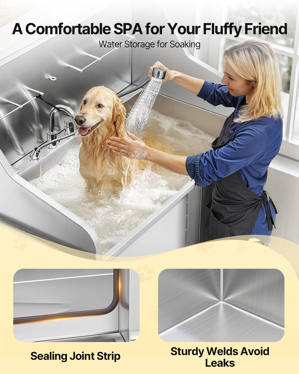 50 Inch 304 Stainless Steel Dog Bath Tub with Ramp Z2288