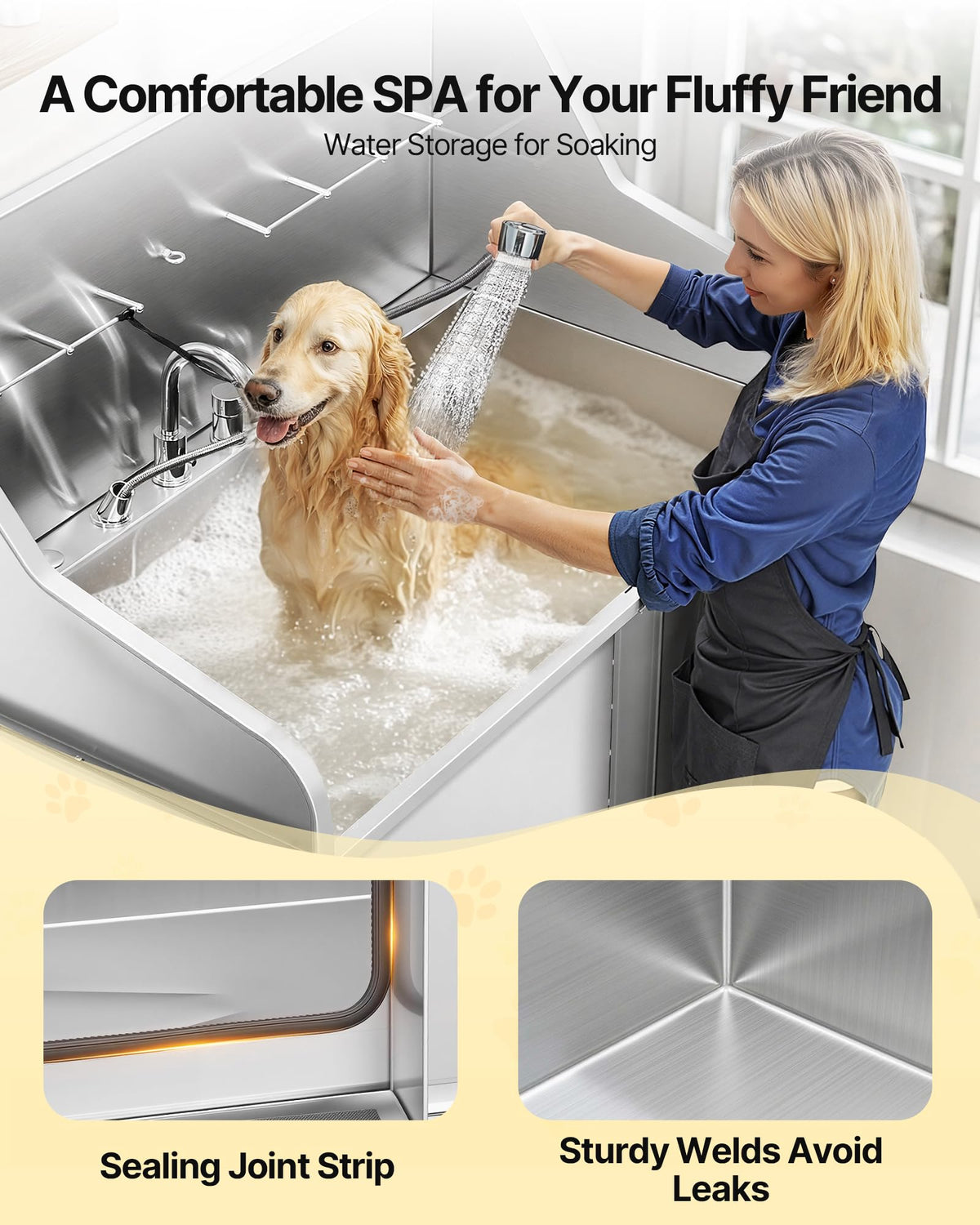 50 Inch 304 Stainless Steel Dog Bath Tub with Ramp Z2288
