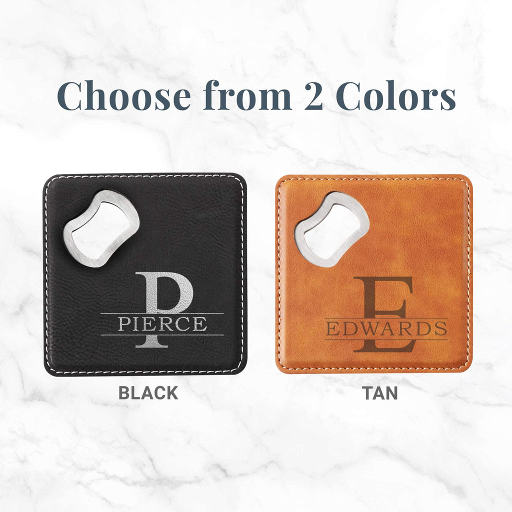 Black Set of 4 Bottle Opener Coaster X703842