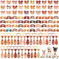 100 Pieces Fall Thanksgiving Day Dog Bow Tie Collar Set B729870