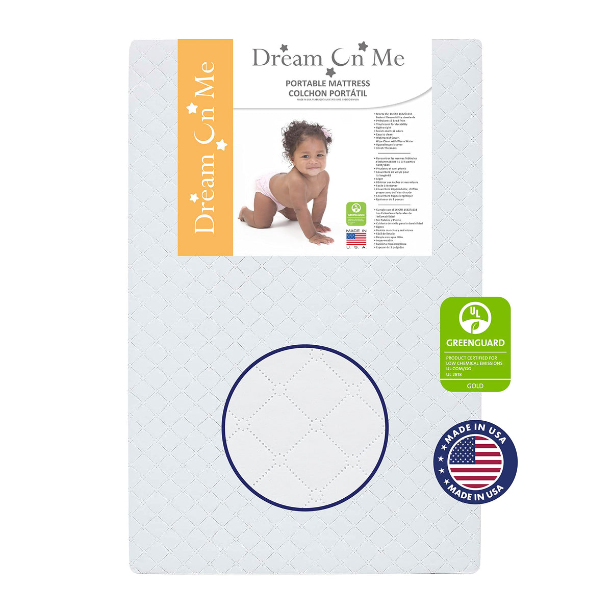 Folding Portable Mini Baby Crib with Mattress, White Y3332