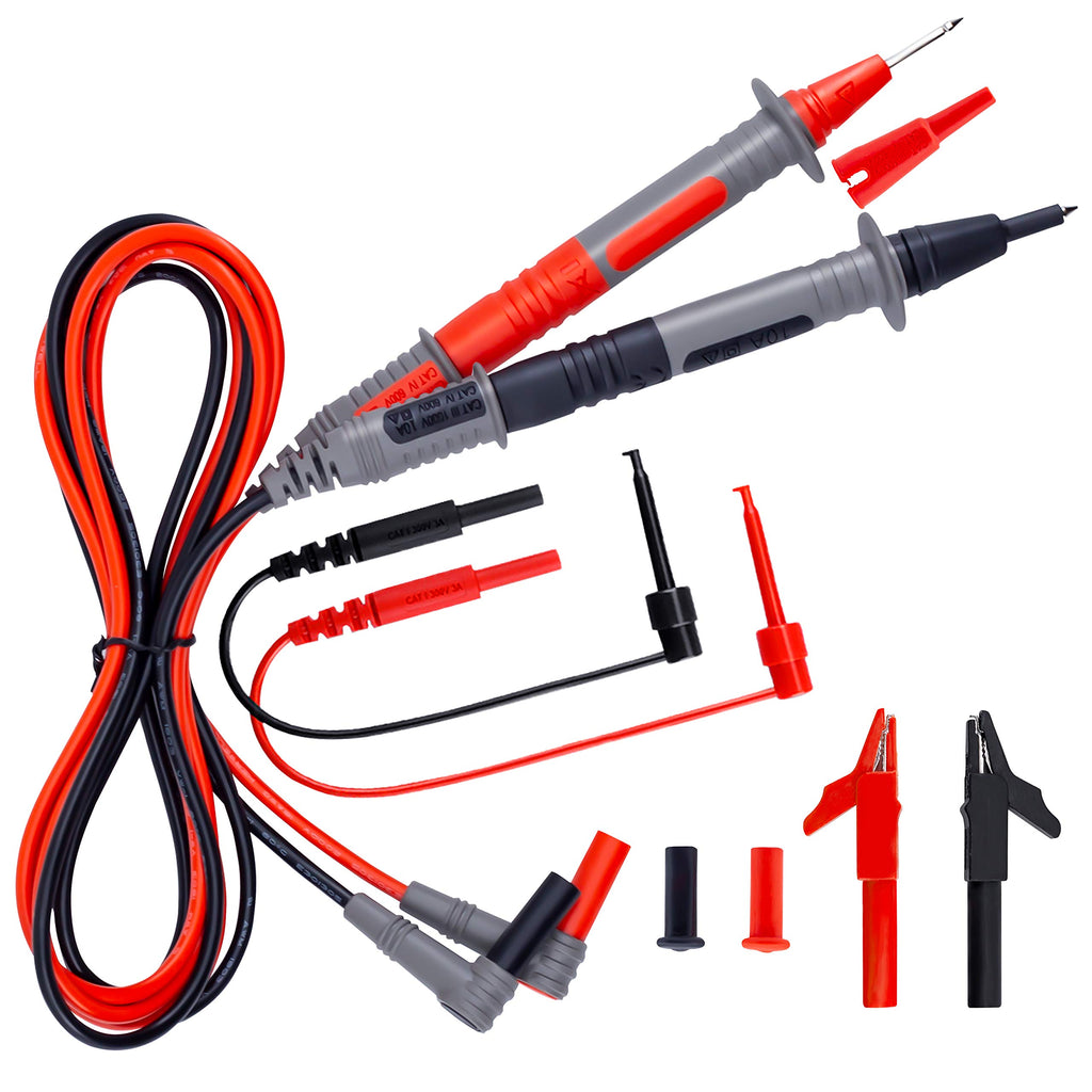 Silicone Test Leads Kit CAT III 1000V CAT IV 600V with Alligator Clips and Needle Probe 9PCS T28474