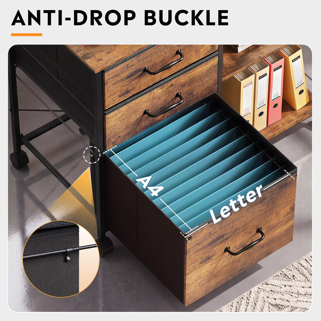 3 Drawer Fabric Mobile File Cabinet I276588
