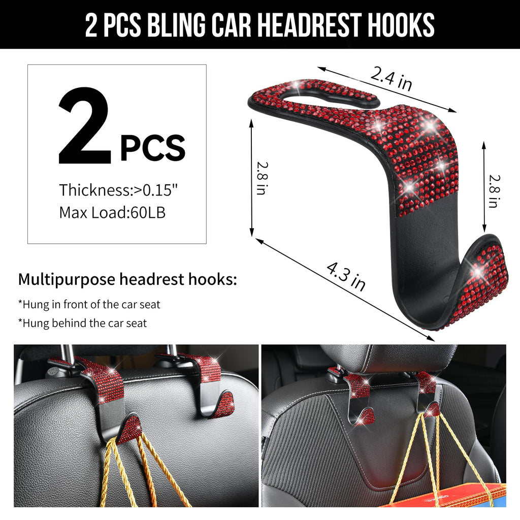 23 Pcs Bling Diamond Car Accessories Set Red R920