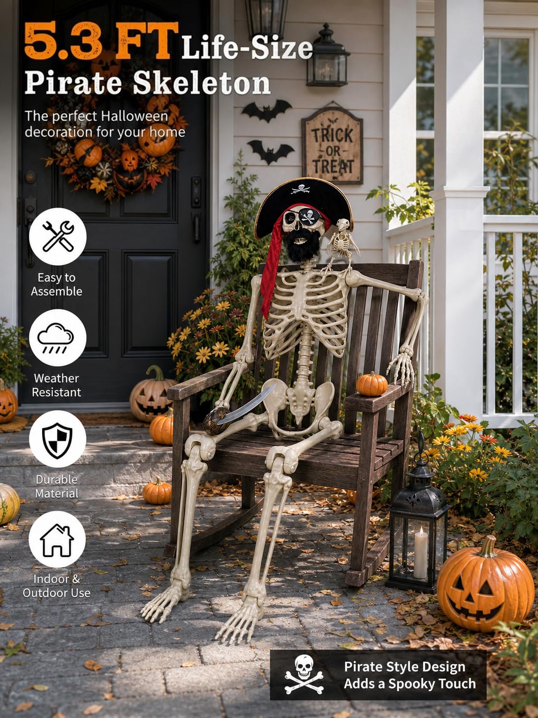 5.4 Ft Halloween Skeleton Decoration J162