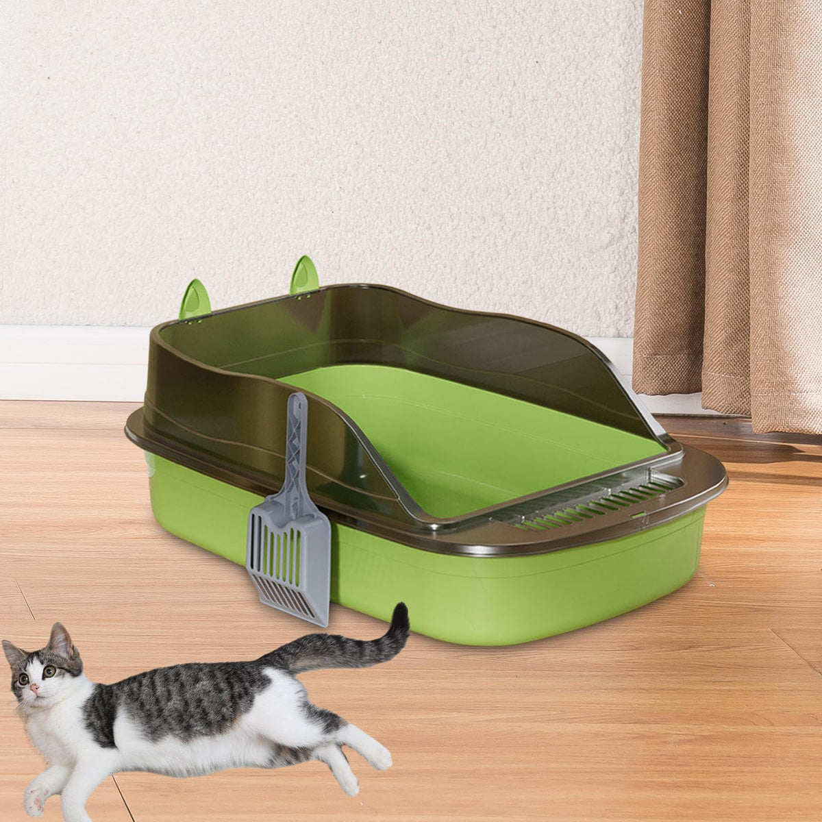 Green Semi Closed Sifting Cat Litter Box V312