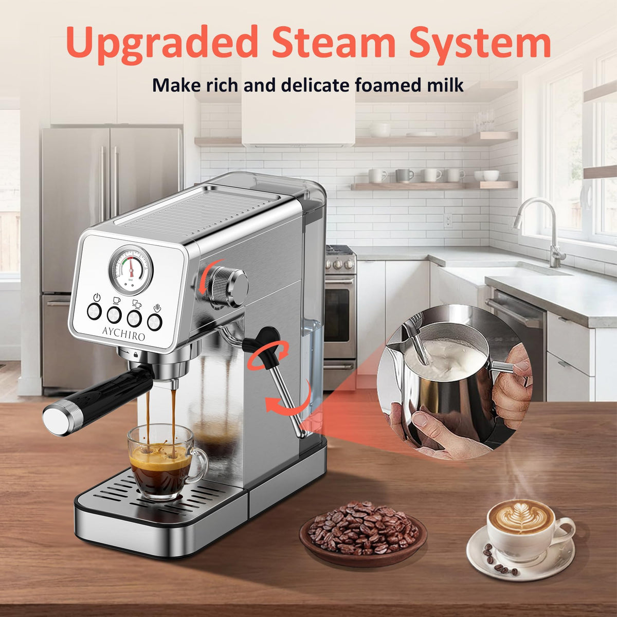 20 Bar Espresso Machine with Steam Wand Y199