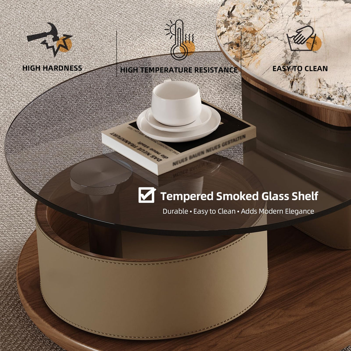 Round Expandable Coffee Table with Hidden Storage J59232