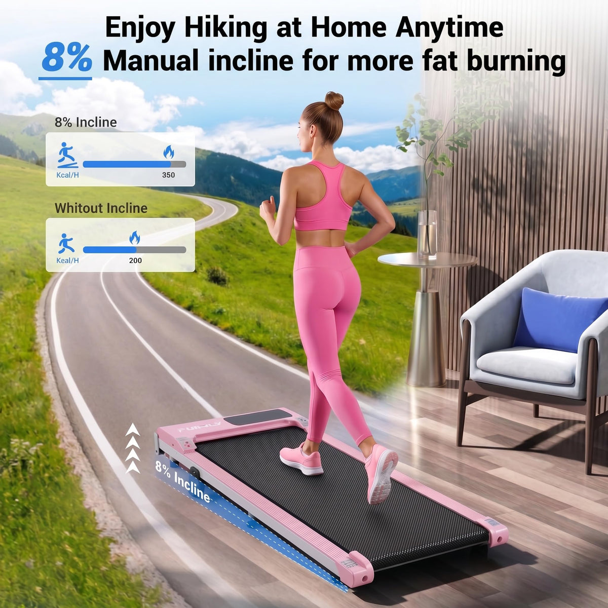3.0HP Portable Under Desk Treadmill with Remote Control P8286