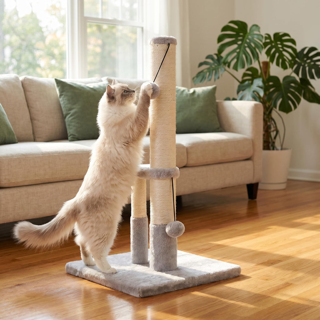 Tall Cat Scratching Post with Sisal Rope and 4 Balls W81245