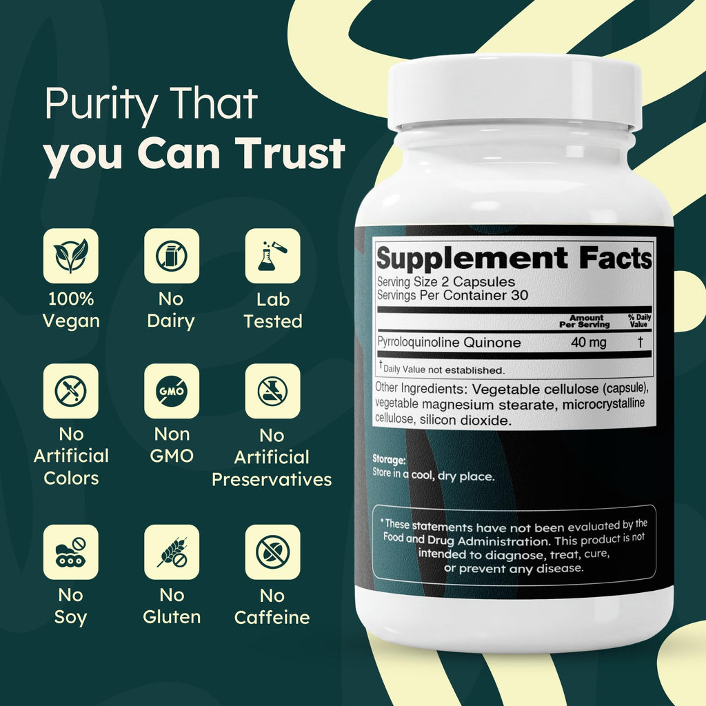 PQQ Supplement 40mg Vegan 60 Capsules Q534880